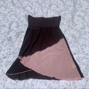 Y2k brown pink mesh strapless top